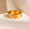 Luxury Love Heart Zircon Ring for Women,Waterproof Stainless Steel 3 Crystals Charm Ring, Wedding Engagement Fashion Jewelry