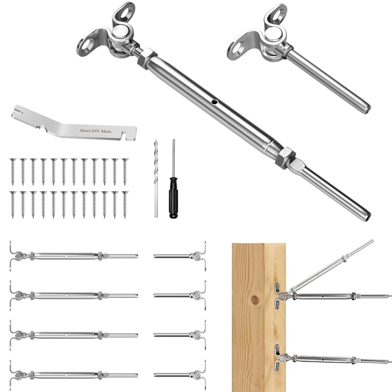 Black Cable Railing Kit, T316 Stainless Steel 1/8” Swage Toggle Turnbuckle Hardware for Wood Posts, Stair Deck Cable Railing System,