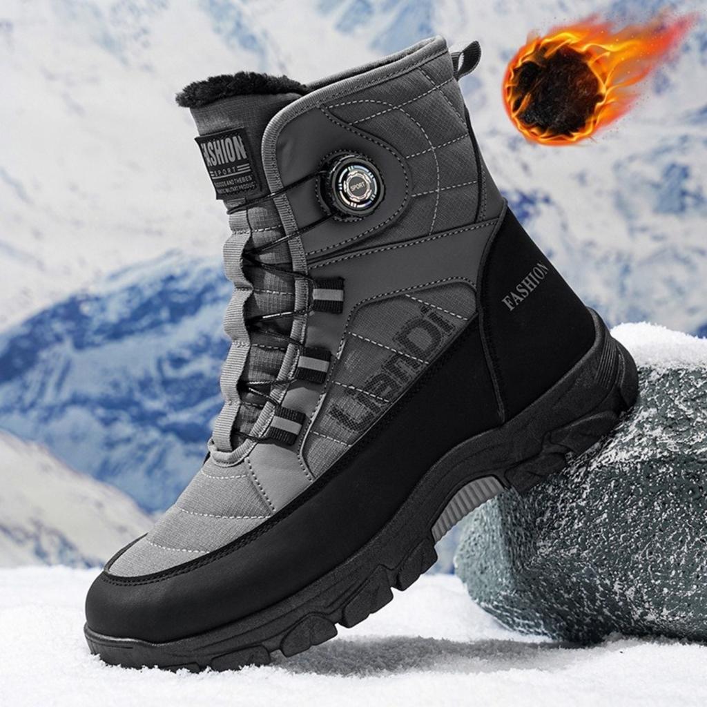 Thick Soled Shoes, Snow Boots, Plush, Thickened, Warm Shoes, Cotton Boots, Swivel Buckles, Breathable Men's Shoes