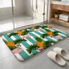 Cabana Stripe Flamingo Floor Mat Machine Washable Soft Flannel Area Rug, Non-Slip Absorbent Floor Mat for Living Room Bedroom