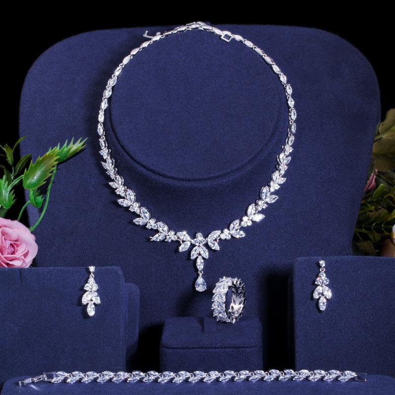 2026 Jewelry, Korean Version of Fashionable and Generous Bridal Wedding Dress Accessories, High-end, Zircon Four-piece Set 6