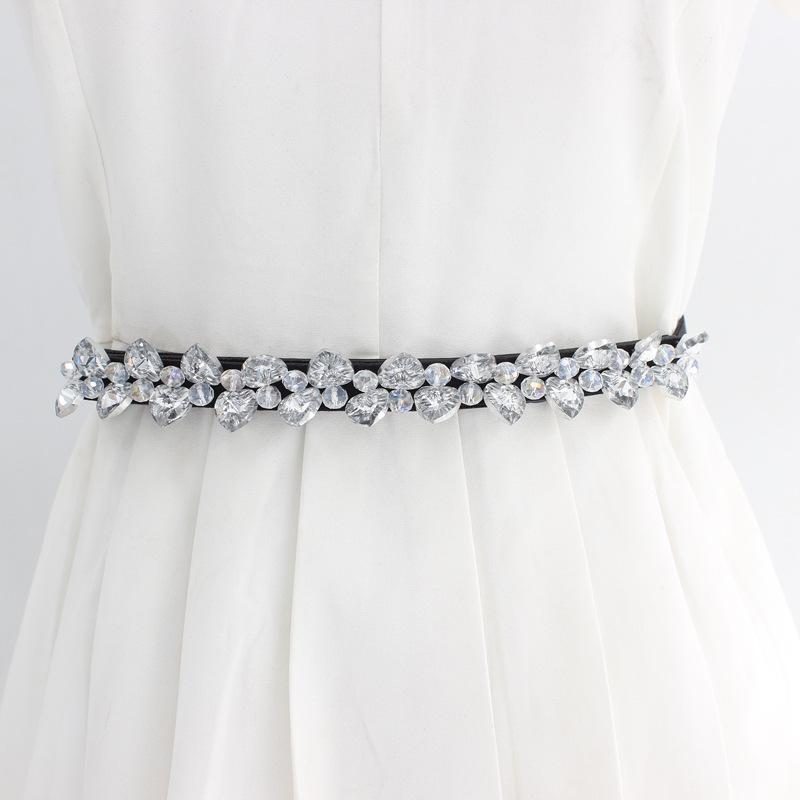 Women's Rhinestone Snap Button Elastic Waist Belt - Versatile Skinny Black Waist Cincher