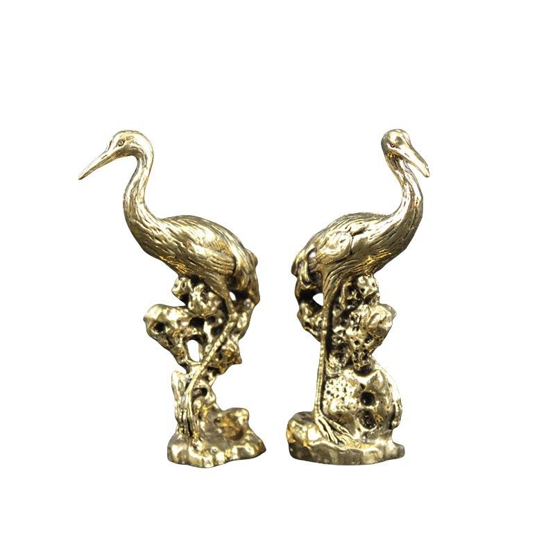 Brass old crane ornament creative home office desktop red-crowned crane crane ornament crafts brass