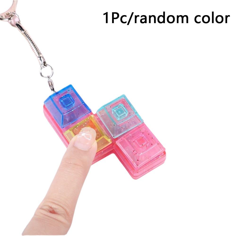Creatve 4 Keys Fidget Keychain Keycap Stress Relief Clicker Toy Pendant Pass The Time Key Button Finger Keyboard Cap for Adult