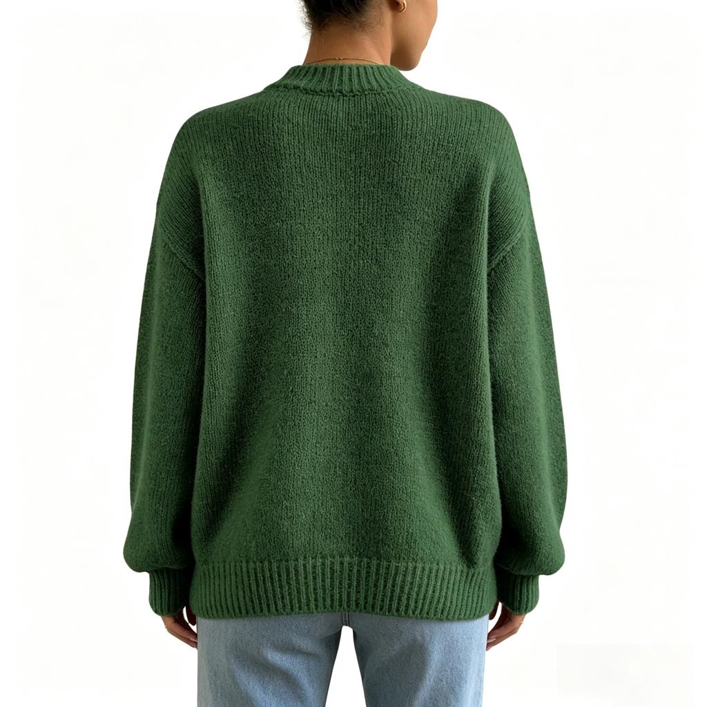 Women's Casual Color Mock Neck Long Sleeve Pullover Sweater Knit Top