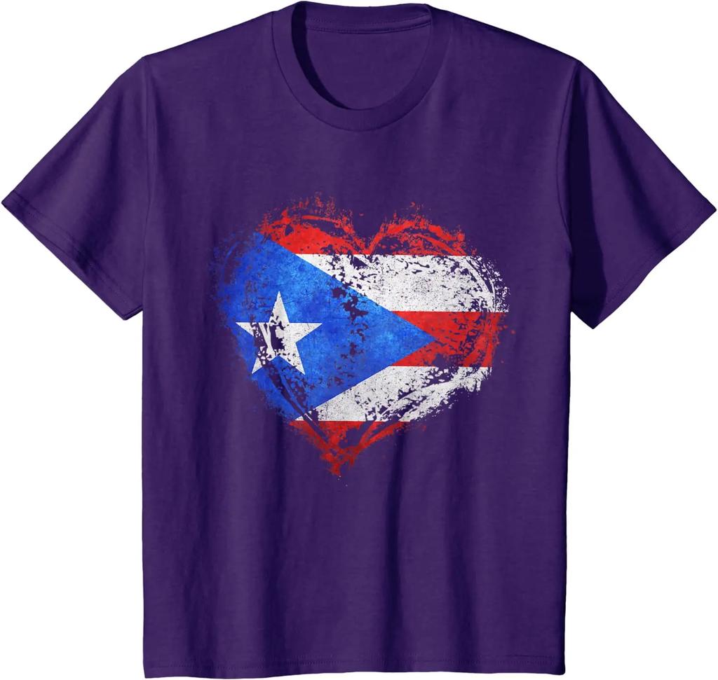 Puerto Rico Flag Imitates Old Love Heart Graphics TShirt 100 Cotton ONeck Summer Short Sleeve Casual Mens Tshirt Size S3XL