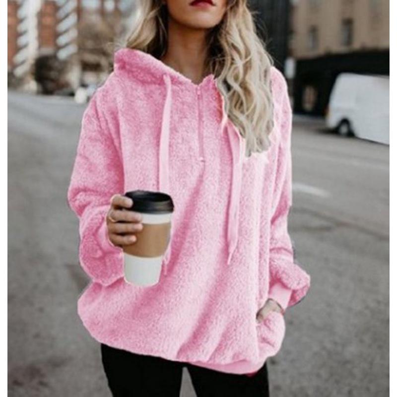 Cozy Fluffy Fur Hoodie For Women With Half-zip For Ultimate Comfort And Warmth