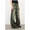 Long Trousers Vintage Green Washed Jeans Men's Sagging Loose Straight Wide-leg Pants Straight Loose Jeans for Men Fashionable and Comfortable Pants