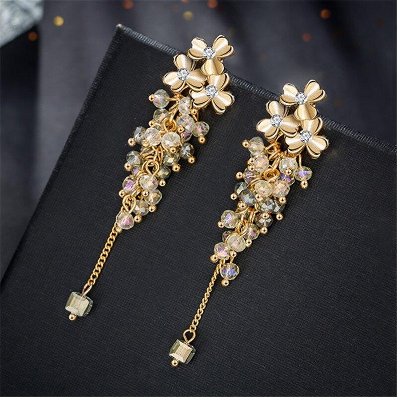 Length 7cm Beautiful Pink /Light Green /Black Crystal Beaded Tassel Earrings For Women Doll Accessories Quality Fire !