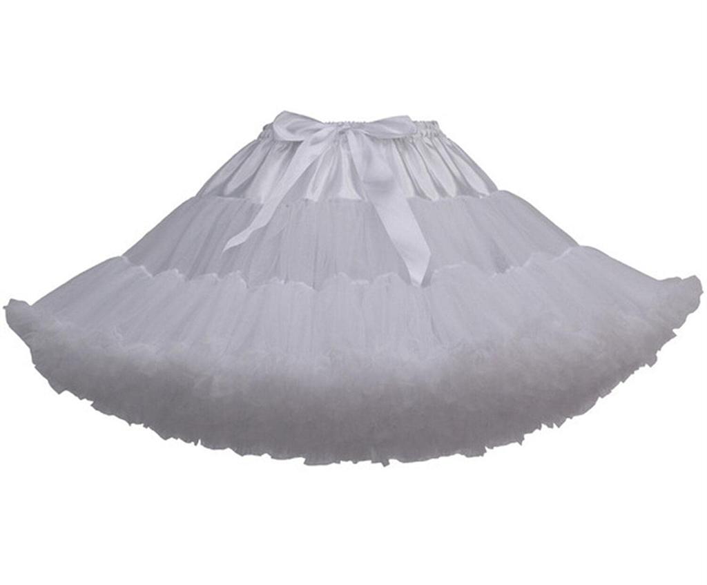 Kuroobaa Voluminous Tutu Tulle Fluffy 40cm Skirt, Petticoat, Pannier, (White)