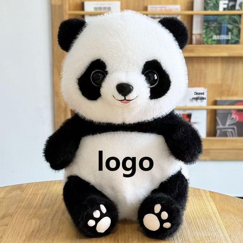 Adorable Panda Plush Toy with Graduation Outfit and Customizable School Emblem Logo 25cm