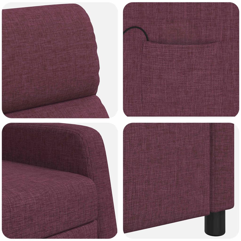 Massage Recliner Chair Purple Fabric