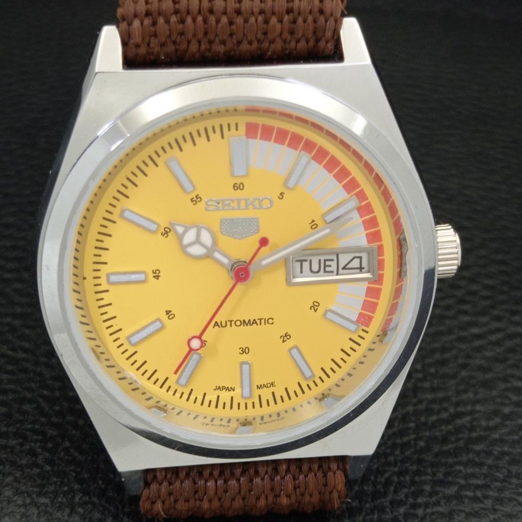 Seiko 5 AUTOMATIC VINTAGE REFURBISHED 6309A JAPAN MENS YELLOW WATCH A440914-4 Sk-a440914