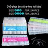 240-Piece Ballet-Style Clear Nail Tips: Full/Half Stick-On Trapezoid Design