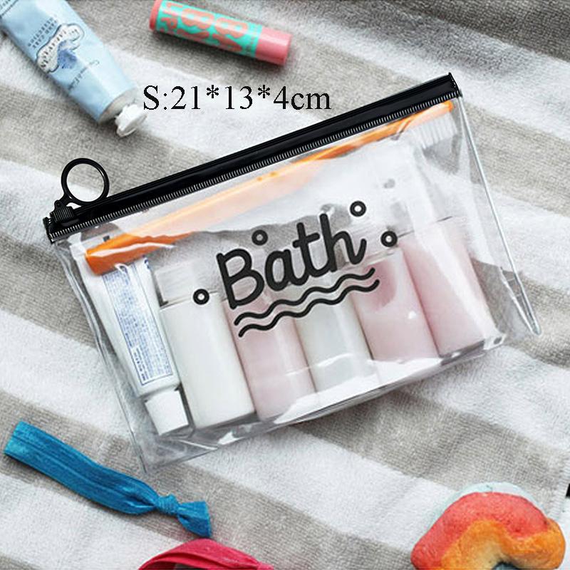 Fashion Women Clear Cosmetic Bags PVC Transparent Toiletry Bags Travel Organizer Necessary Beauty Case Bath Wash Makeup Bag