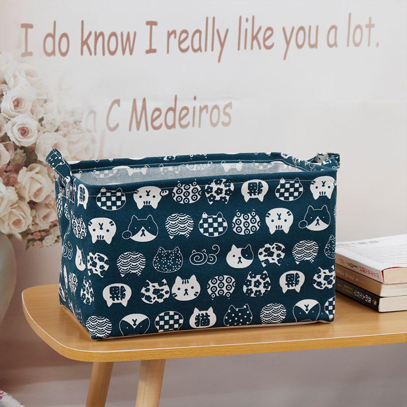 Large Capacity Foldable Storage Basket Household Waterproof Fabric Storage Box with Handle Rectangular Toy Organizer Storage Art
