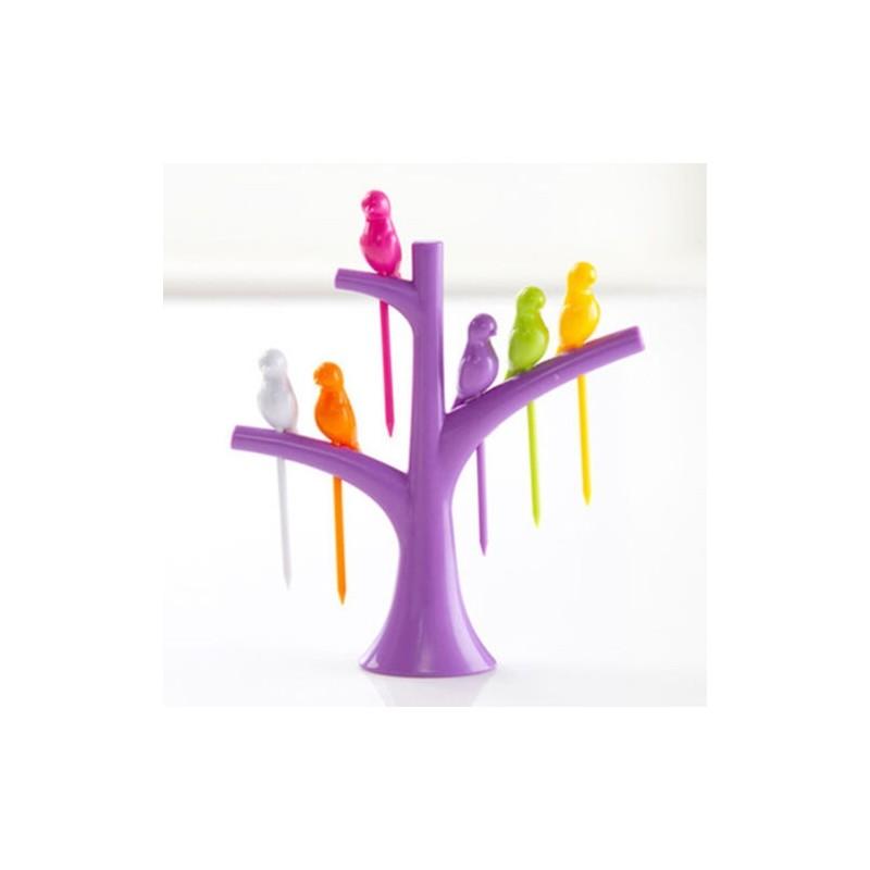 

Красиво оформленная вилка для фруктов в виде птицы на верхушке дерева для очаровательного и практичного использования на кухне фиолетовый
