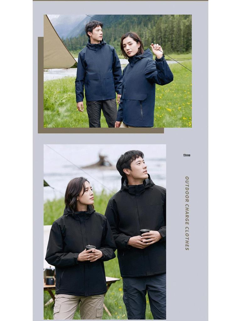 Unisex Waterproof Hooded Workwear: Warm, Thick One-Piece Storm Jacket for Autumn/Winter, Customizable with Logo