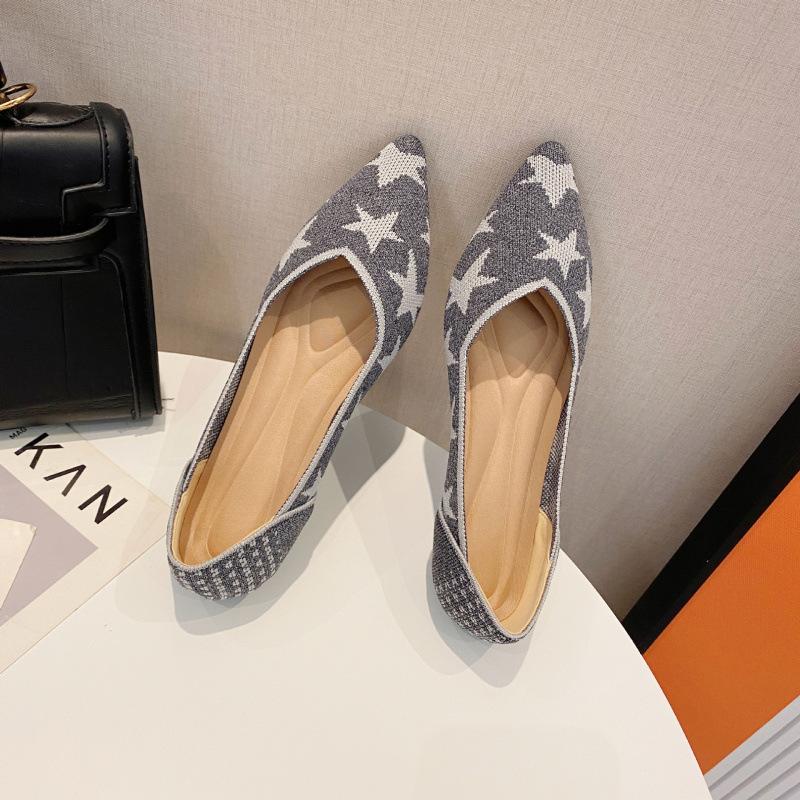 Spring and Autumn New Super Soft Fly-woven Shallow Mouth Pointed Flat Shoes Breathable