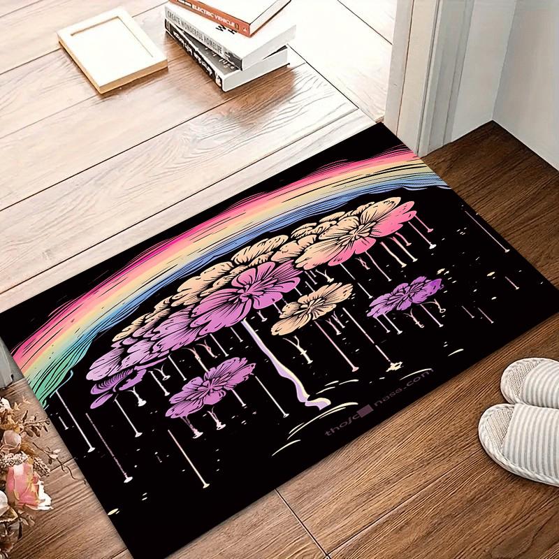 

Black Floral Graffiti Floor Mat Cozy Soft Thick Non-Slip Mat for Living Room Bedroom Kitchen Decor Rugs Rugs Living Room 40x60CM