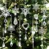 For Acrylic For Christmas Ornaments 21PCS for Tree Decoration Festive Hanging Ornament Set Transparent Pink Blue