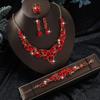 Elegant Red Gemstone Jewelry Set Women - Necklace Earrings Bracelet Pendant Vintage Chic Evening Party Accessory