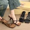 Fashion Fashion Narrow Band High Heel Slippers Woman Summer New Open Toe Thin High Heels Sandals Sexy Stripper Party Slide Shoes
