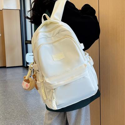 Women School Backpack, Simple Solid Color Japanese Style Large Capacity Teen Rucksack, All Match Girls Backpack For Middle And High School Students