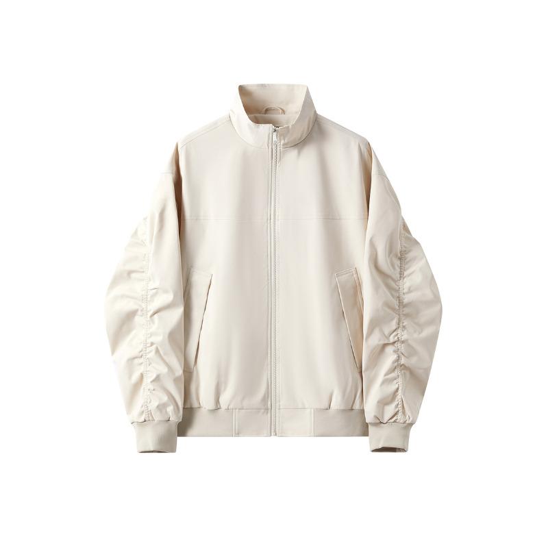 American Retro Jacket Stand-up Collar Jacket Men's Autumn and Winter Solid Color Casual Loose Zipper Jacket