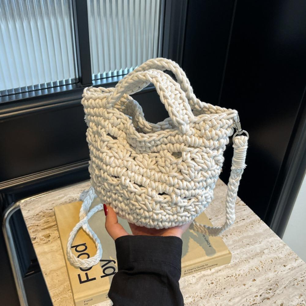 Summer Weaving Beach Bag Solid Color Women's Handbags Casual Crochet Shoulder Bag  Travel