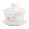 Sancai cover bowl Dehua white porcelain tea bowl Chinese-style household high-end large-capacity hover cover bowl tea