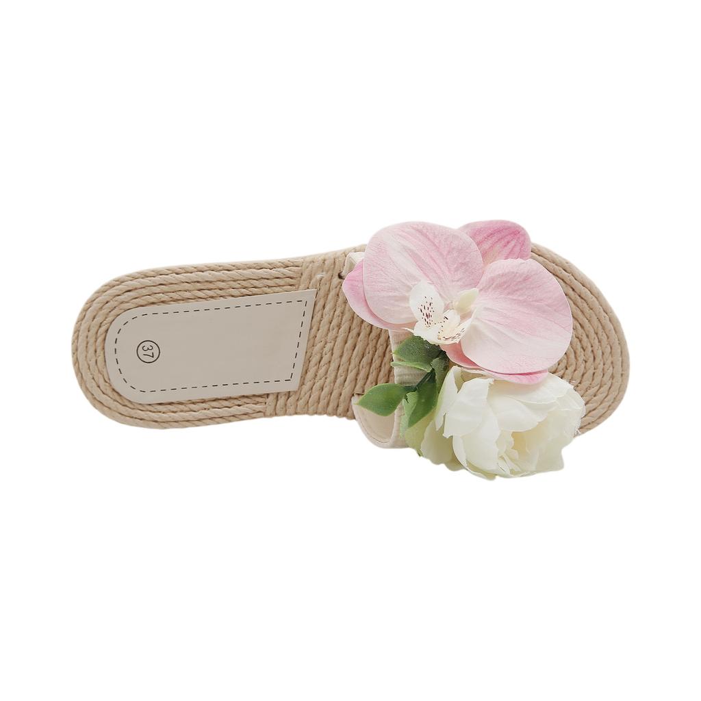 Summer Women's Flower Comfortable Flat Bottom One Word Cool Slippers