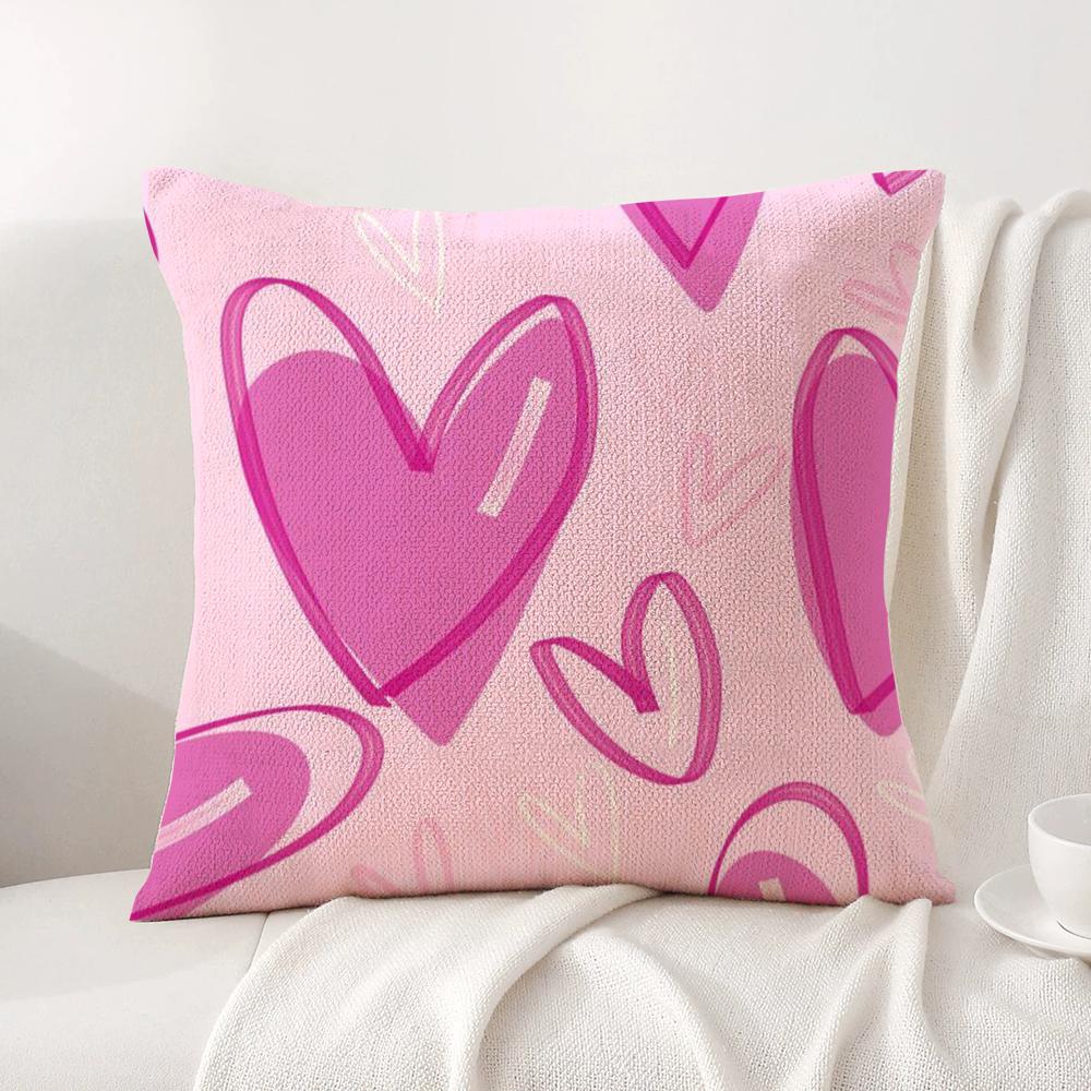 Lovely Heart of Love My Beloved Cushion Cover Natural Linen Organic Fabric DoubleSided Printing Sofa Home Decor Breathable