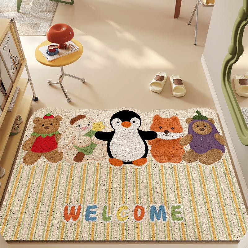 Cute Animal Party Entrance Door Floor Mat Entrance Entrance Entrance Door Scraping Mud Rubbing Soil Silk Circle Floor Mat Household Dirt-Resistant