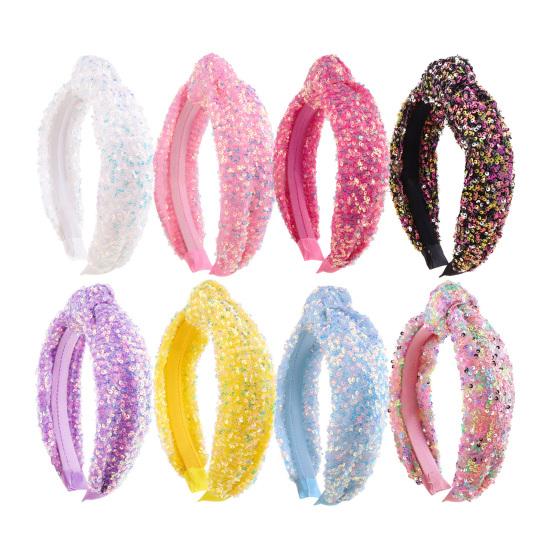 Girls Hair Hoop Knotted Shiny Sequin Elastic Headband Comfortable Fit Glittery Sparkling Hairband Hair Accessories