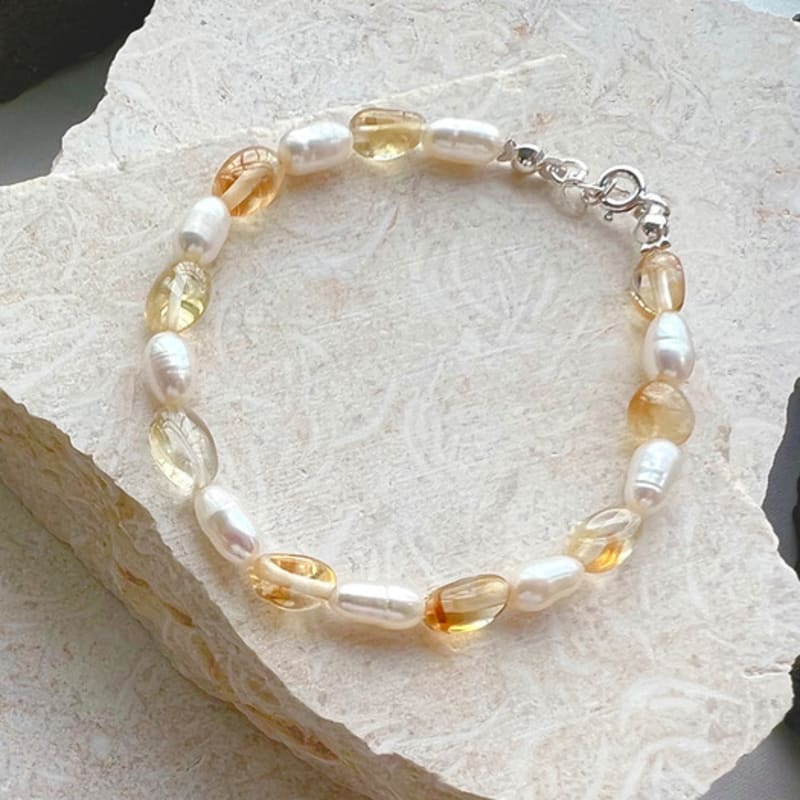 KIETIMOOR Citrine Pearl Bracelet Silver925