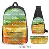 Cook Backpack Student School Bag Lightweight Polyester Backpack Three-Piece Set