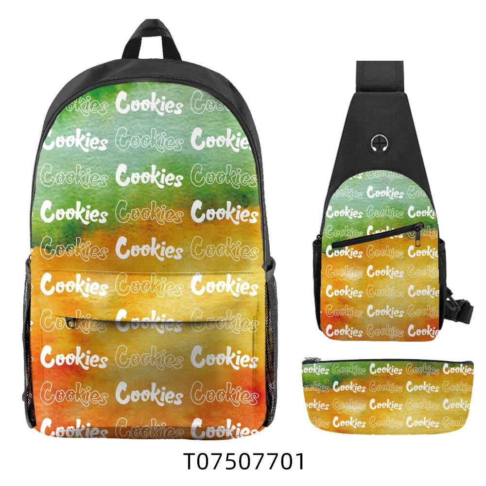 Cook Backpack Student School Bag Lightweight Polyester Backpack Three-Piece Set