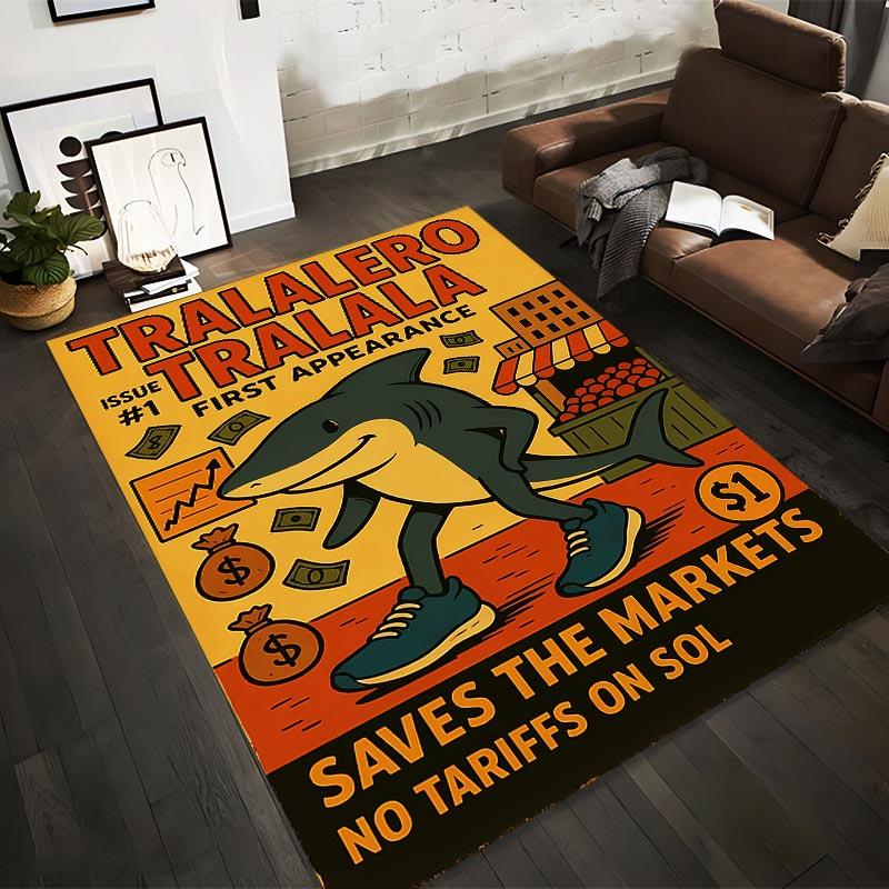 

Cartoon Shark Comic Print Carpet1Market Theme1Money Bags1Orange Background Style Suitable for use as an anti-slip1 for1room and bedroom sofas 40x60cm( 15x23in )