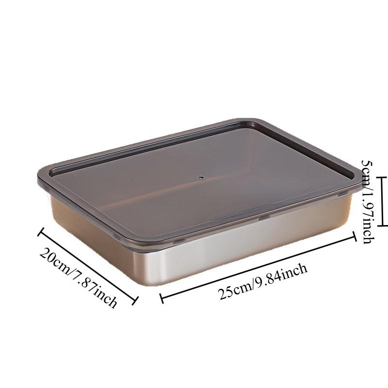 

1/5pcs Stainless Steel Fresh-keeping Box with Lid Square Plate Refrigerator Storage Box Dumpling Freezer Refrigerated Plate