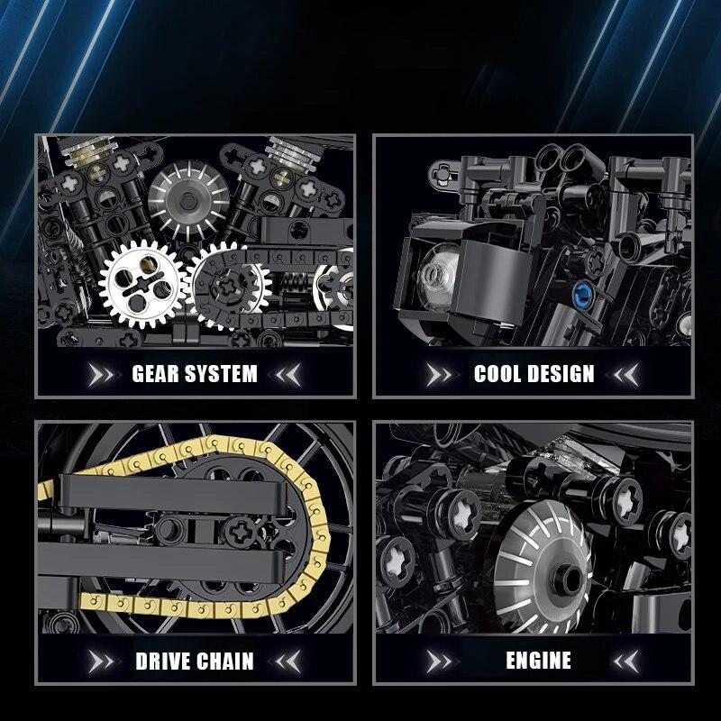 586 ks Klasická motorka Stavebnice Bloky Moto Silnice Závodník Cihly Vánoční Dárky Hračky pro děti Chlapci Děti Dospělý Technické