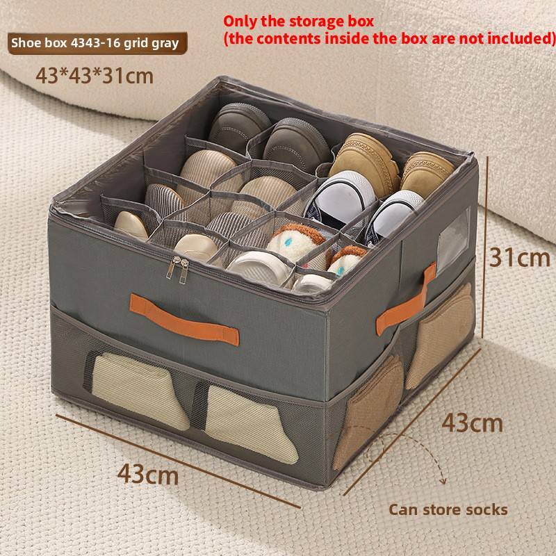 Oxford Cloth Shoe Storage Box With Lid And Dividers For Bedroom Closet Organization
