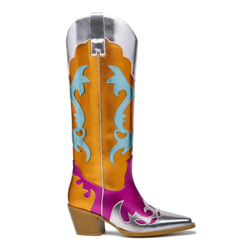 New women's leather boots 20252025 popular western women's boots large size knee boots high heel women's leather boots