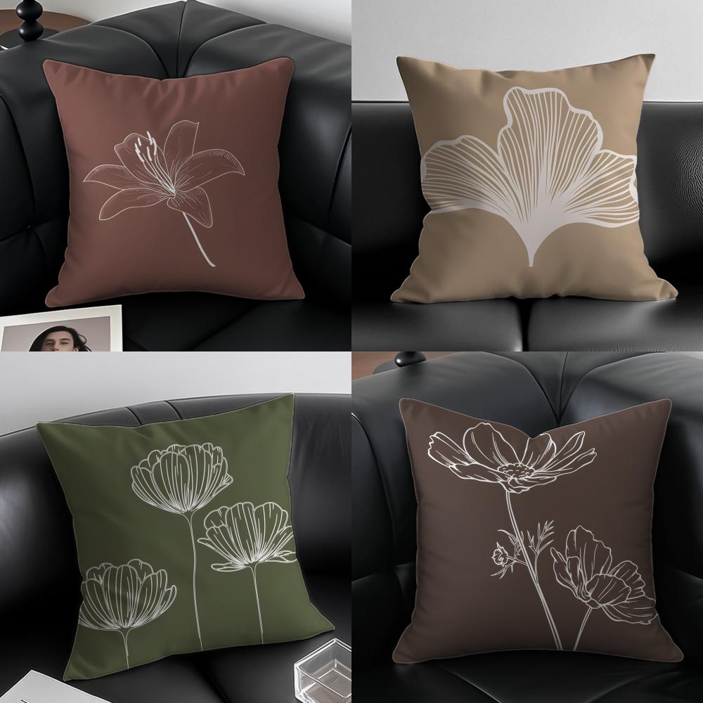 Solid Color Flowers Cushion Cover Pillow Case Anti-Dustmite Invisible Zipper Silky Plush Cushion