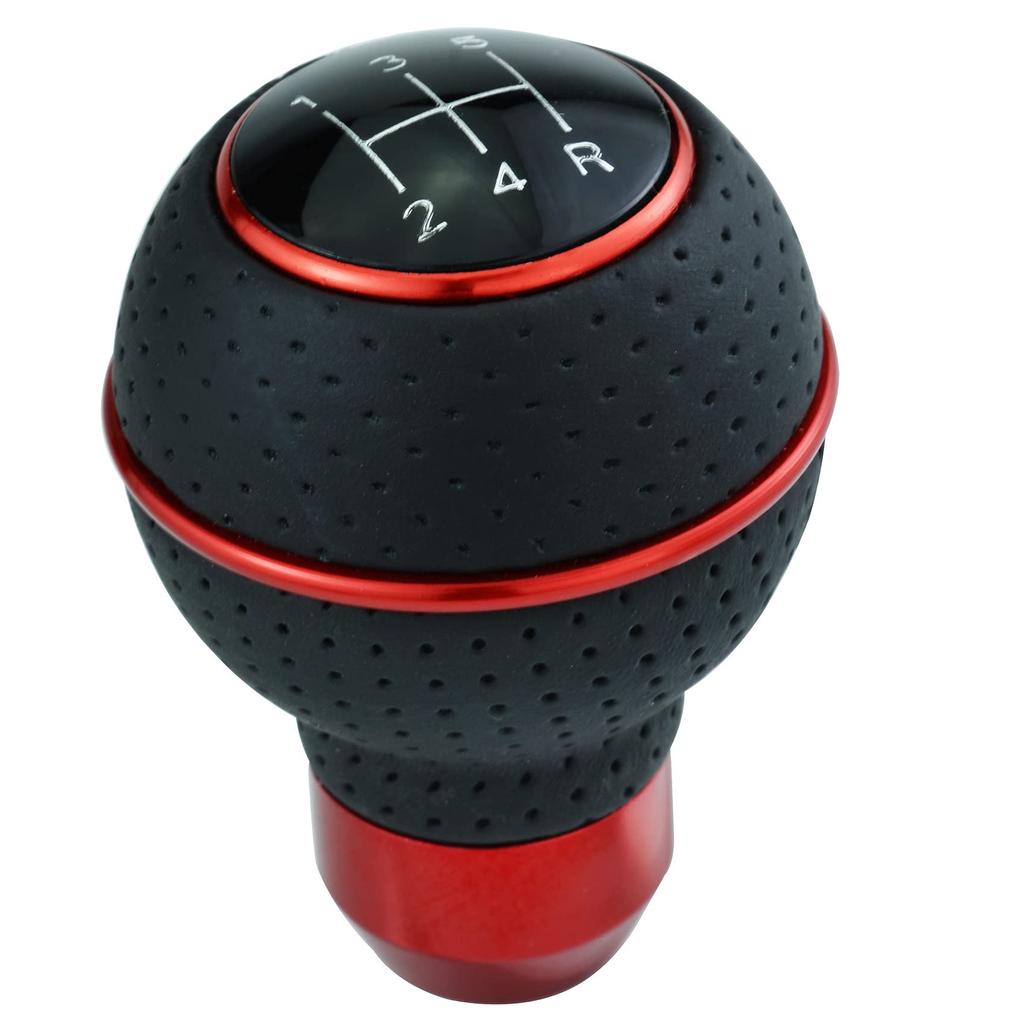 Temzzer 5 Speed Small Gear Knob Sphere Shifter PU Shift Knob Universal for AT/MT Vehicles (Red)