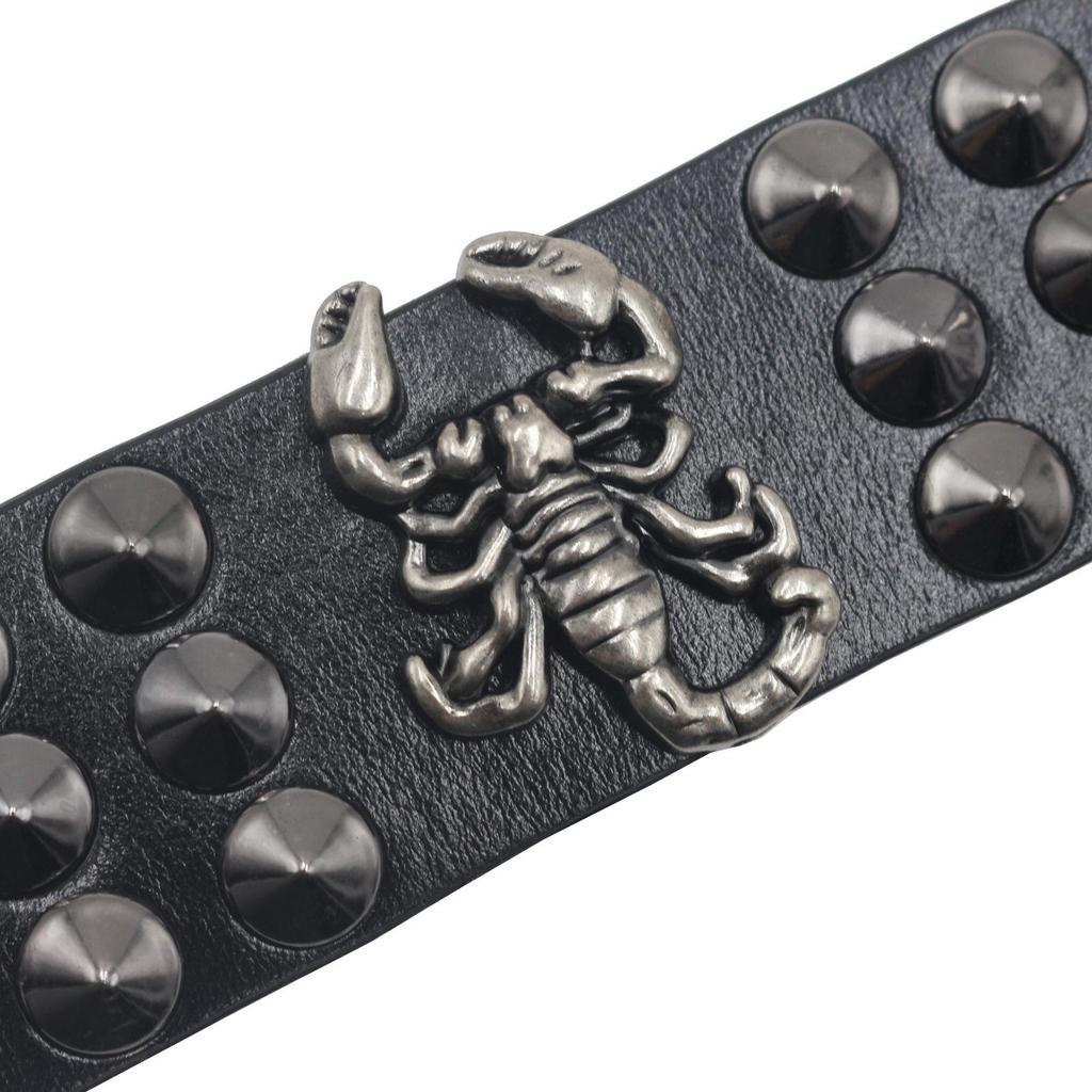 European & American Punk Genuine Leather Scorpion Rivet Bracelet