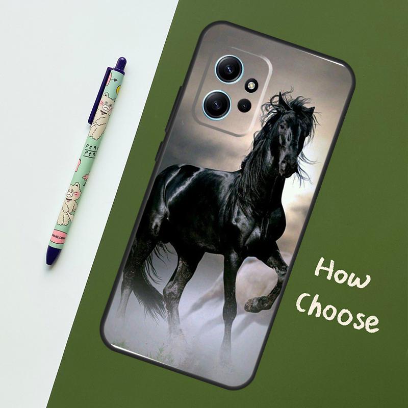 Beautiful Black Horse For Xiaomi Redmi Note 12S 11S 10S 9S Note 12 8 9 10 11 Pro Phone Case For Redmi 12 9 C 10C