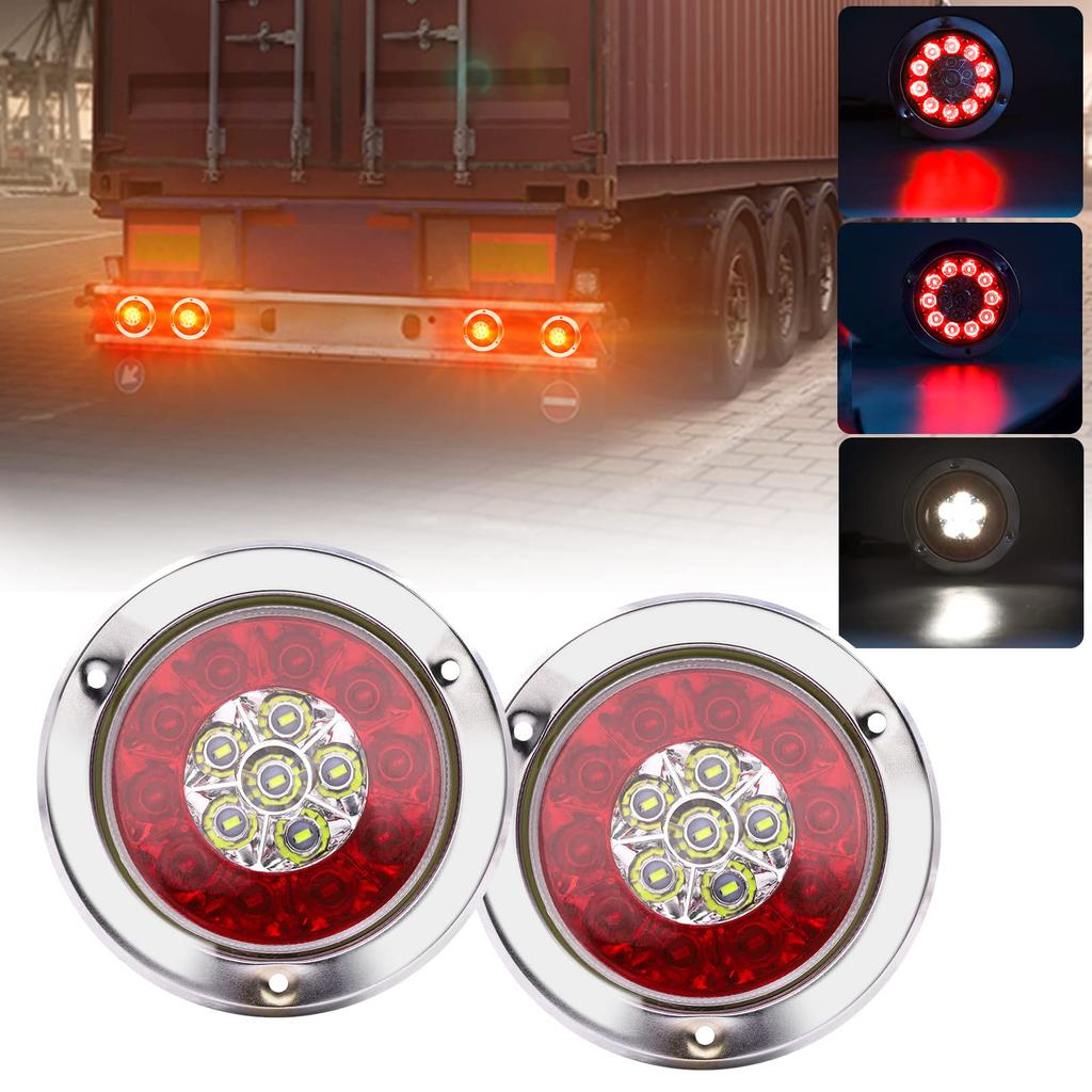 Aoling 24V Truck Tail Lamp LED, Clear Round, Suitable for Reverse / Brake