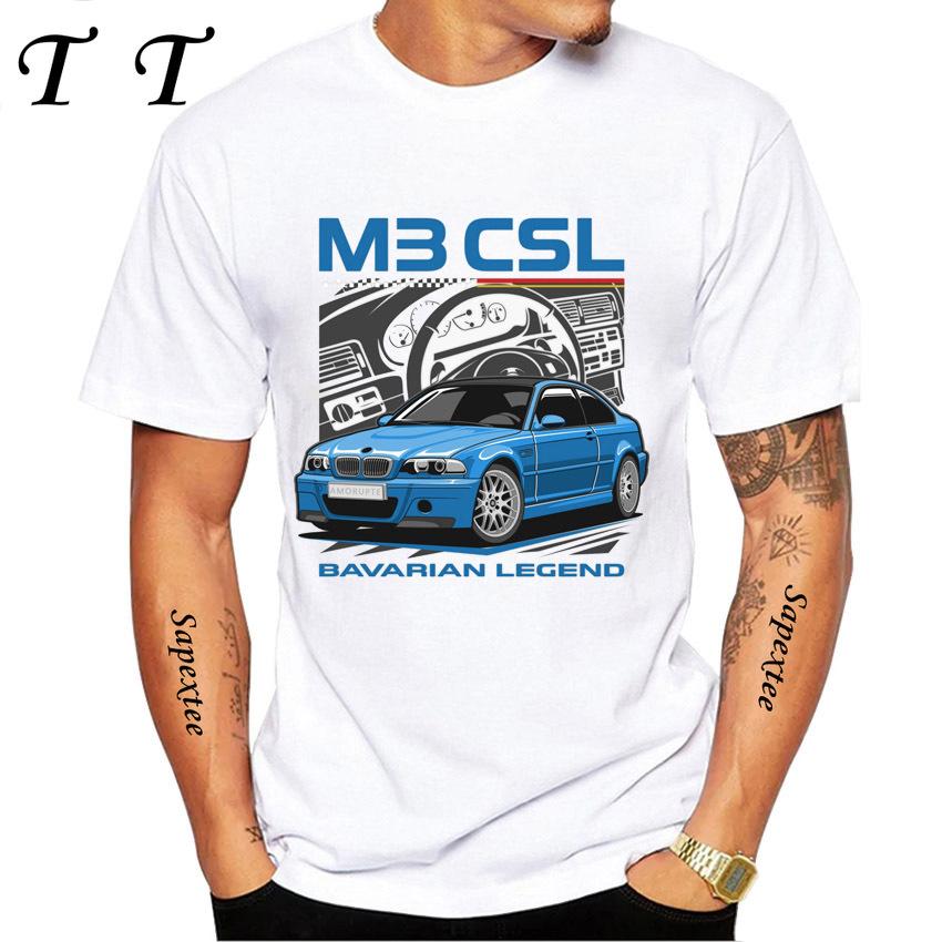 Ny Sommar Herr Kortärmad Vintage Tyskland EUDM E36 M3 T-shirt Legend Sportbil Design Pojke Vardagstoppar Cool Man T-shirts Vit