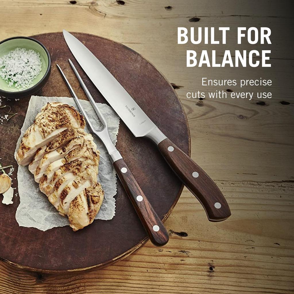 VICTORINOX Carving Fork, 15cm, Wood, Grand Maître, Forged, Professional Grade, for Meat, 7.7230.15G